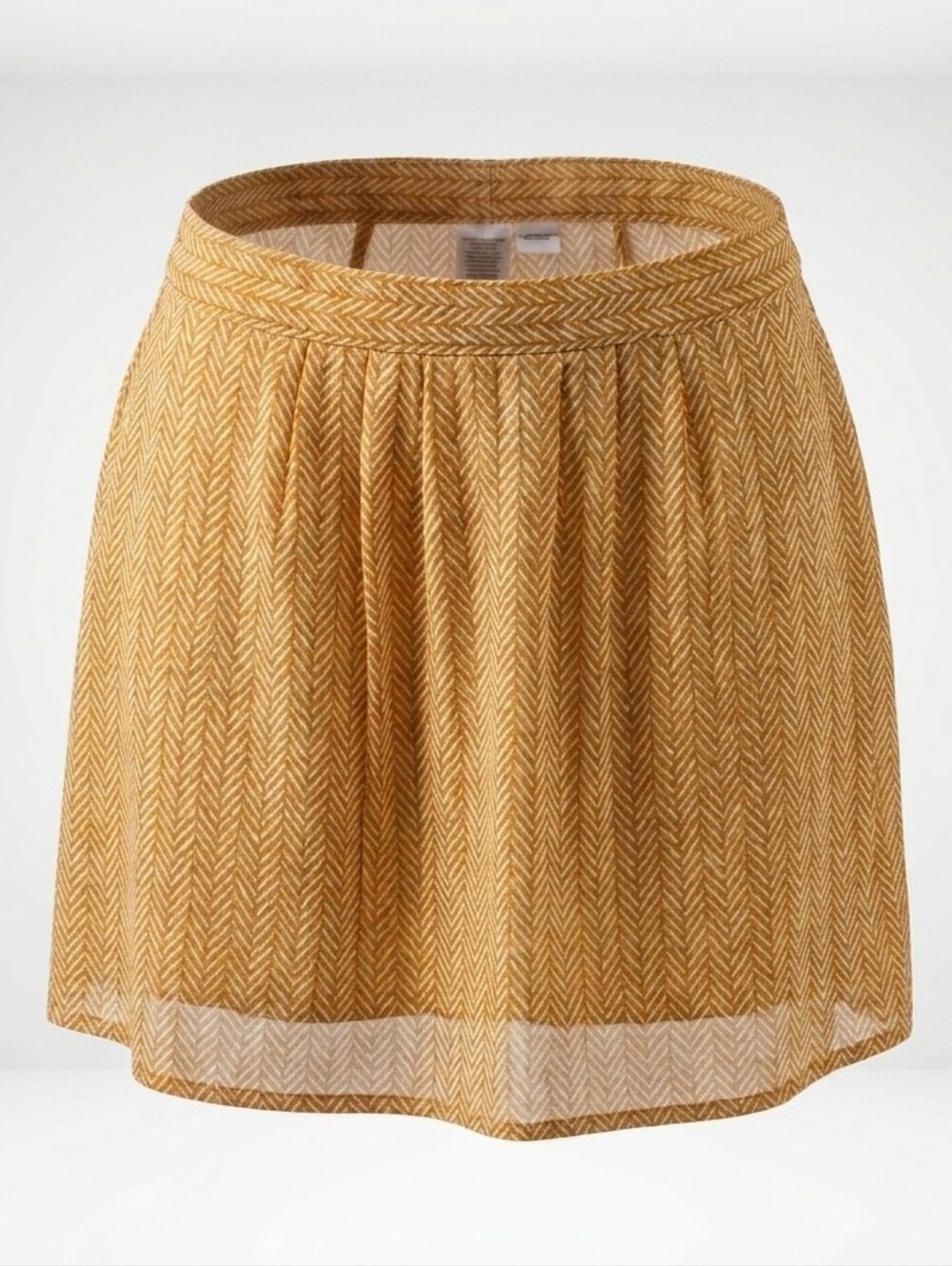 Old Navy Chevron Mustard Yellow Elastic Waist Flowy A-line Mini Skirt Size L - Picture 1 of 10